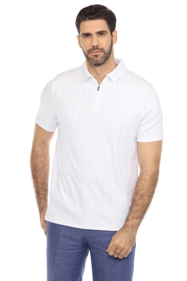 Men's Premium Stylish Polo Shirt with Modern Textured Pattern and Zipper Neckline - Especially Yours