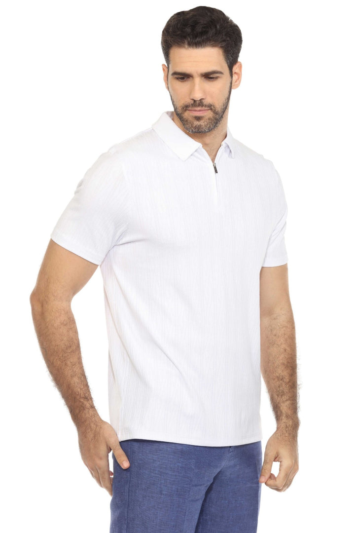 Men's Premium Stylish Polo Shirt with Modern Textured Pattern and Zipper Neckline - Especially Yours