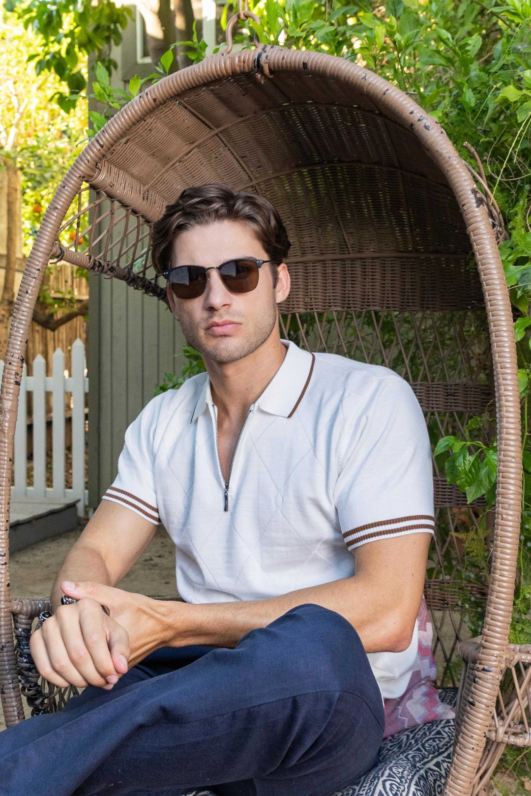 Men's Stylish Premium Knit Textured Polo Shirt with Stripe Accents - Especially Yours