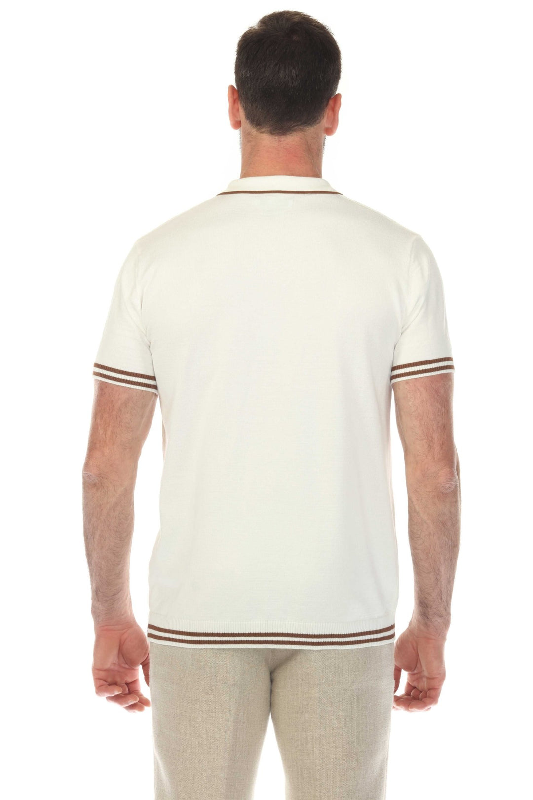 Men's Stylish Premium Knit Textured Polo Shirt with Stripe Accents - Especially Yours
