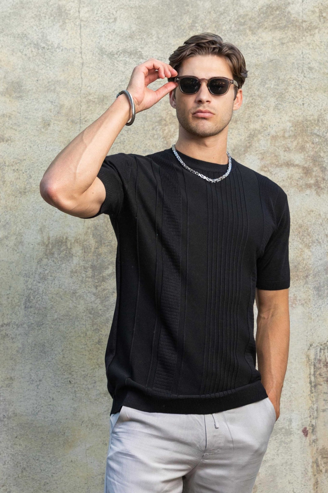 Men's Stylish Premium Knit Textured T-Shirt - Especially Yours