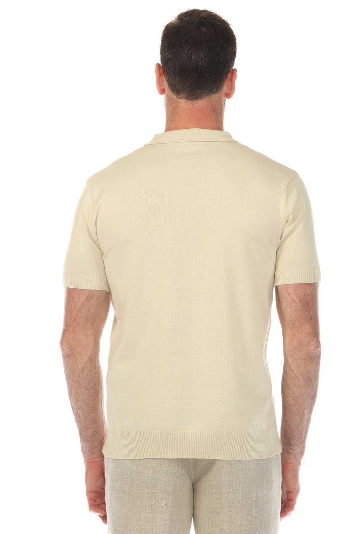 Men's Stylish Premium Knit Textured Polo Shirt with Stripe Accents - Especially Yours