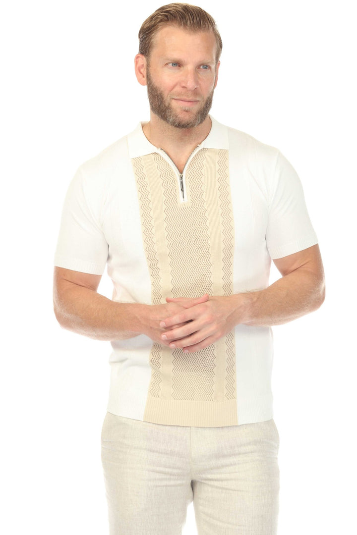 Men's Stylish Premium Knit Textured Polo Shirt with Stripe Accents - Especially Yours