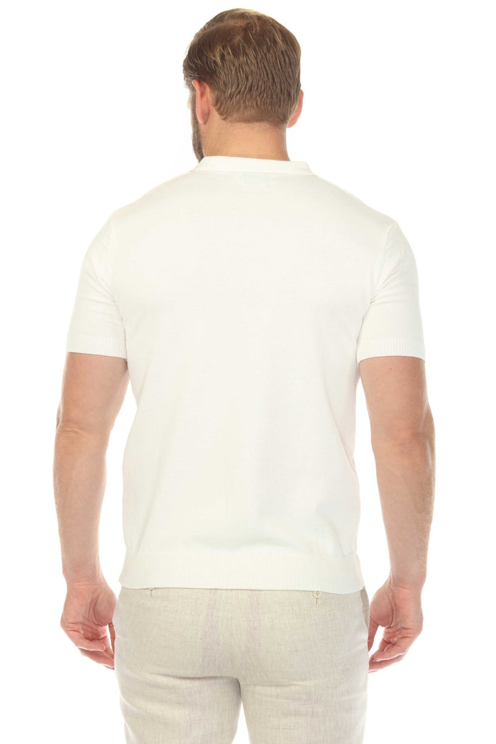Men's Stylish Premium Knit Textured Polo Shirt with Stripe Accents - Especially Yours