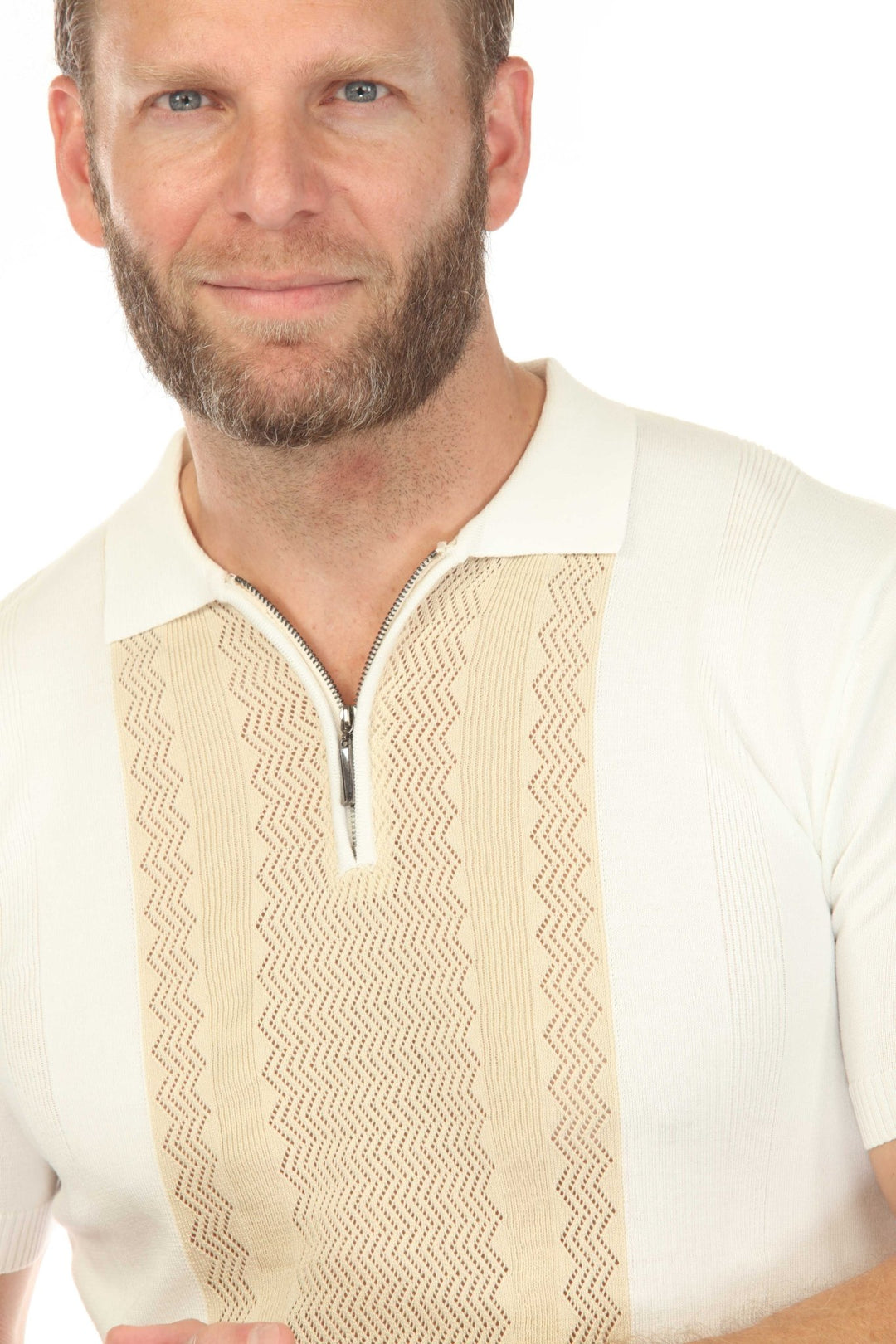 Men's Stylish Premium Knit Textured Polo Shirt with Stripe Accents - Especially Yours