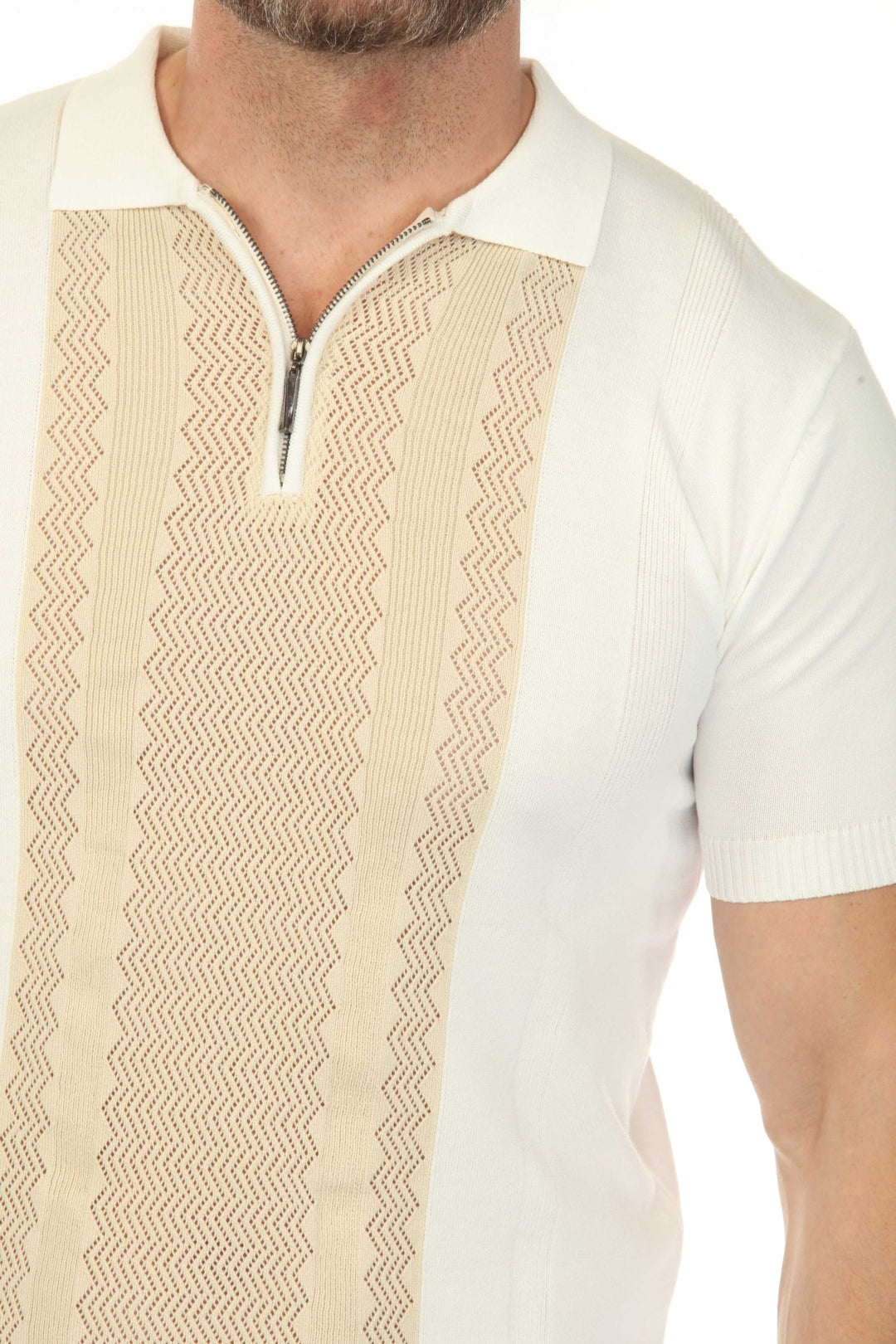 Men's Stylish Premium Knit Textured Polo Shirt with Stripe Accents - Especially Yours