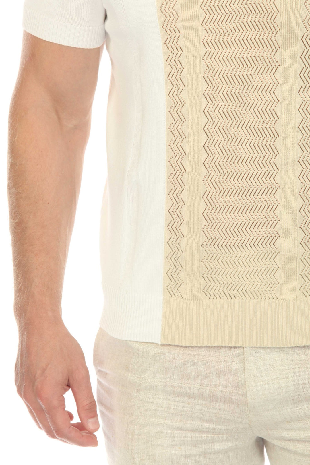 Men's Stylish Premium Knit Textured Polo Shirt with Stripe Accents - Especially Yours