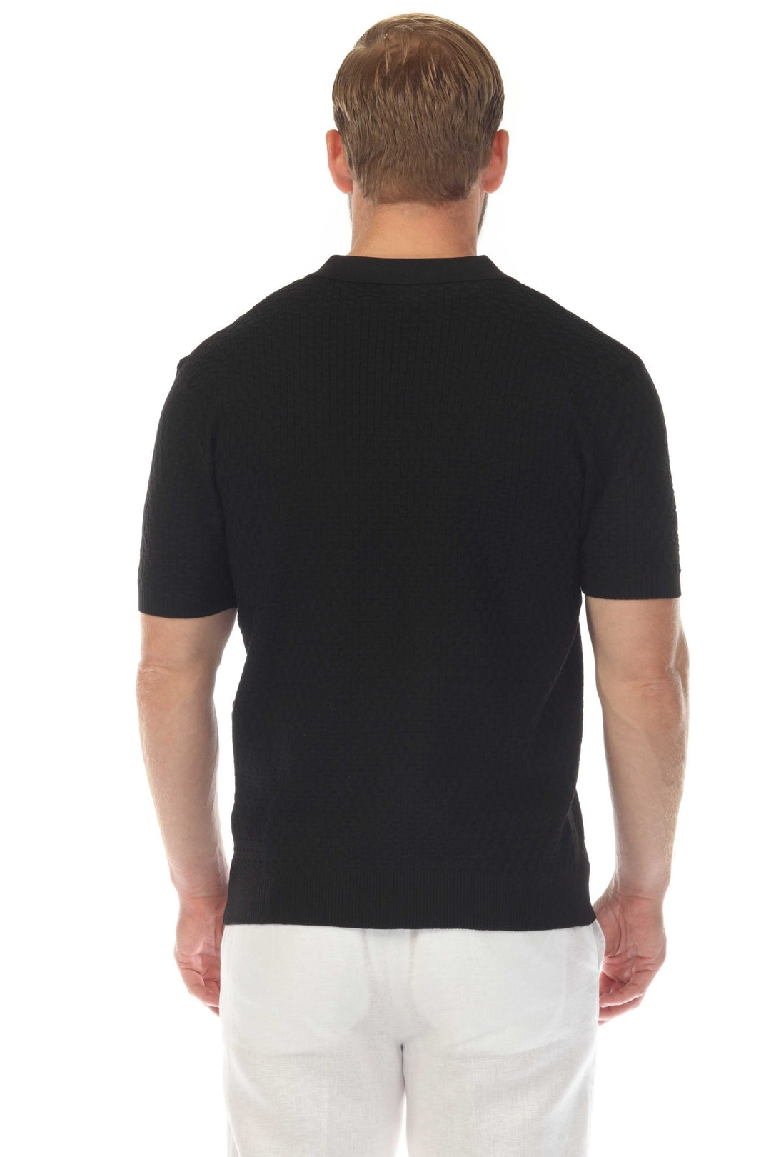 Men's Stylish Premium Knit Textured Polo Shirt with Stripe Accents - Especially Yours