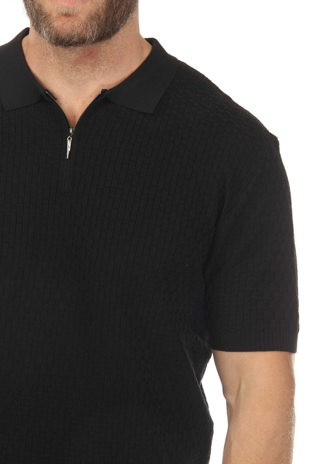 Men's Stylish Premium Knit Textured Polo Shirt with Stripe Accents - Especially Yours