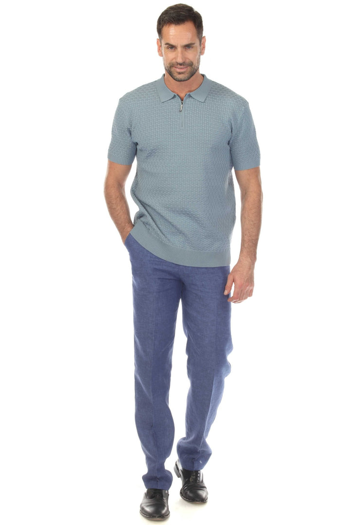 Men's Stylish Premium Knit Textured Polo Shirt with Stripe Accents - Especially Yours