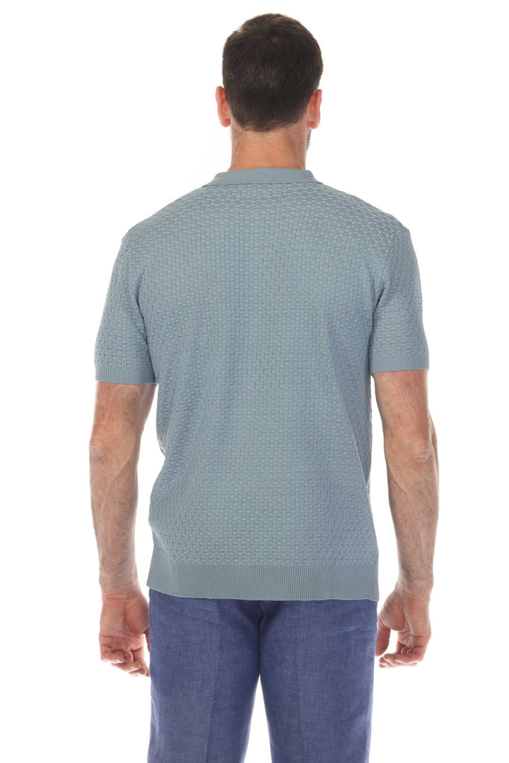 Men's Stylish Premium Knit Textured Polo Shirt with Stripe Accents - Especially Yours