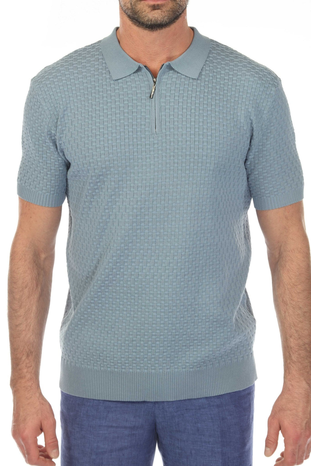 Men's Stylish Premium Knit Textured Polo Shirt with Stripe Accents - Especially Yours