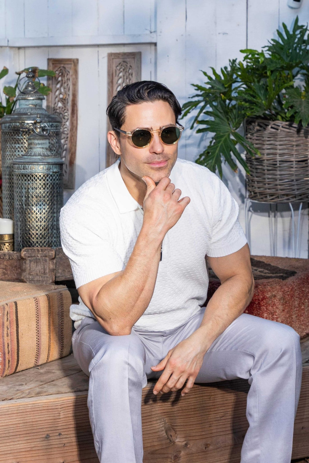 Men's Stylish Premium Knit Textured Polo Shirt with Stripe Accents - Especially Yours