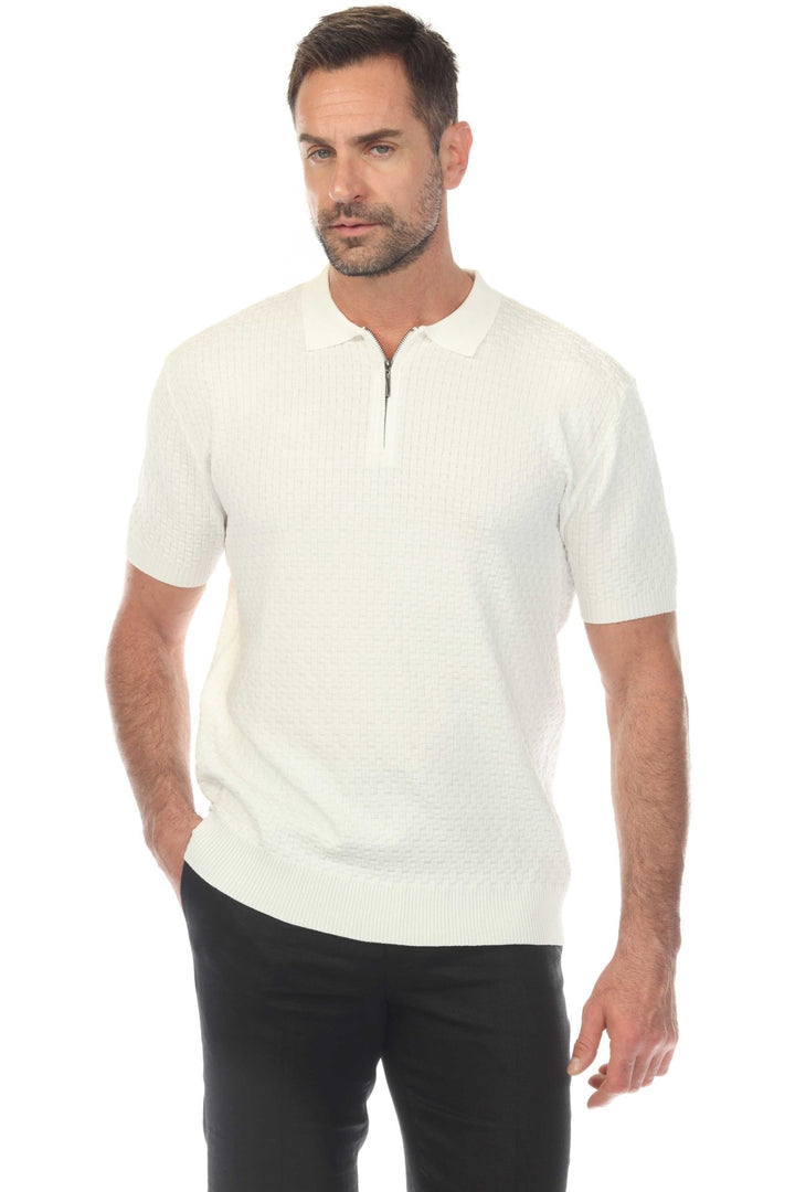Men's Stylish Premium Knit Textured Polo Shirt with Stripe Accents - Especially Yours