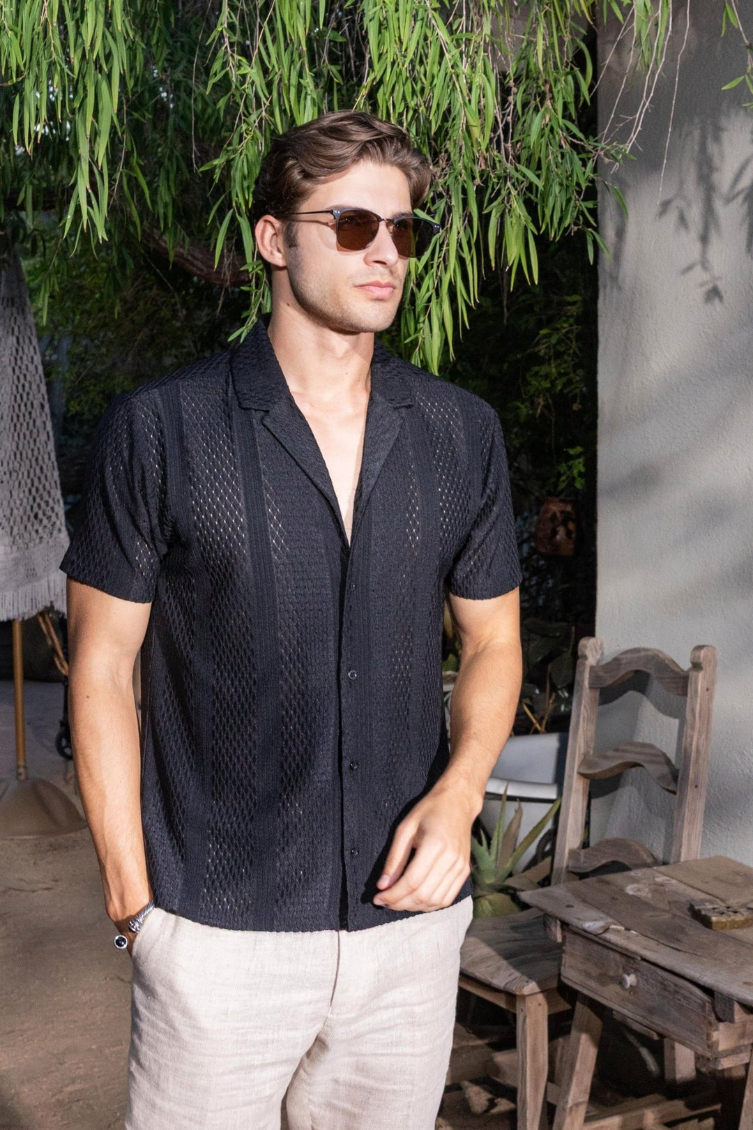 Men's Textured Button Down Knit Shirt - Especially Yours