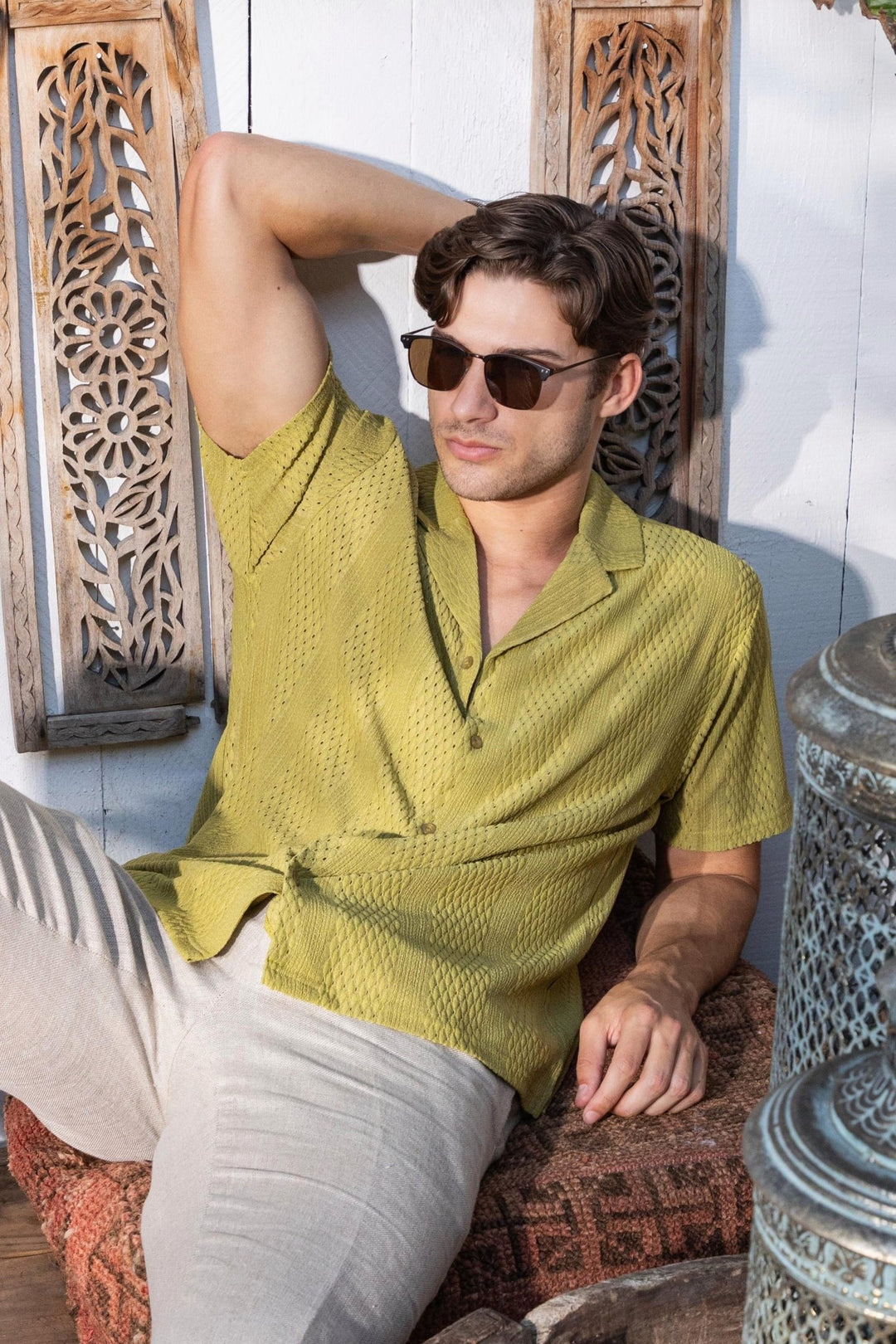 Men's Textured Button Down Knit Shirt - Especially Yours