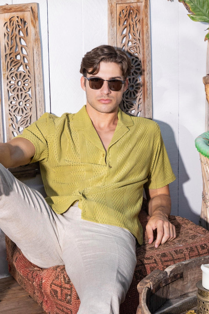 Men's Textured Button Down Knit Shirt - Especially Yours