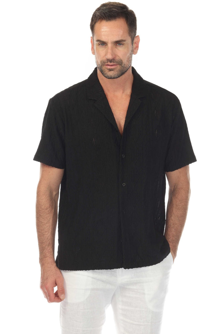 Men's Diamond Textured Button Down Knit Shirt - Especially Yours
