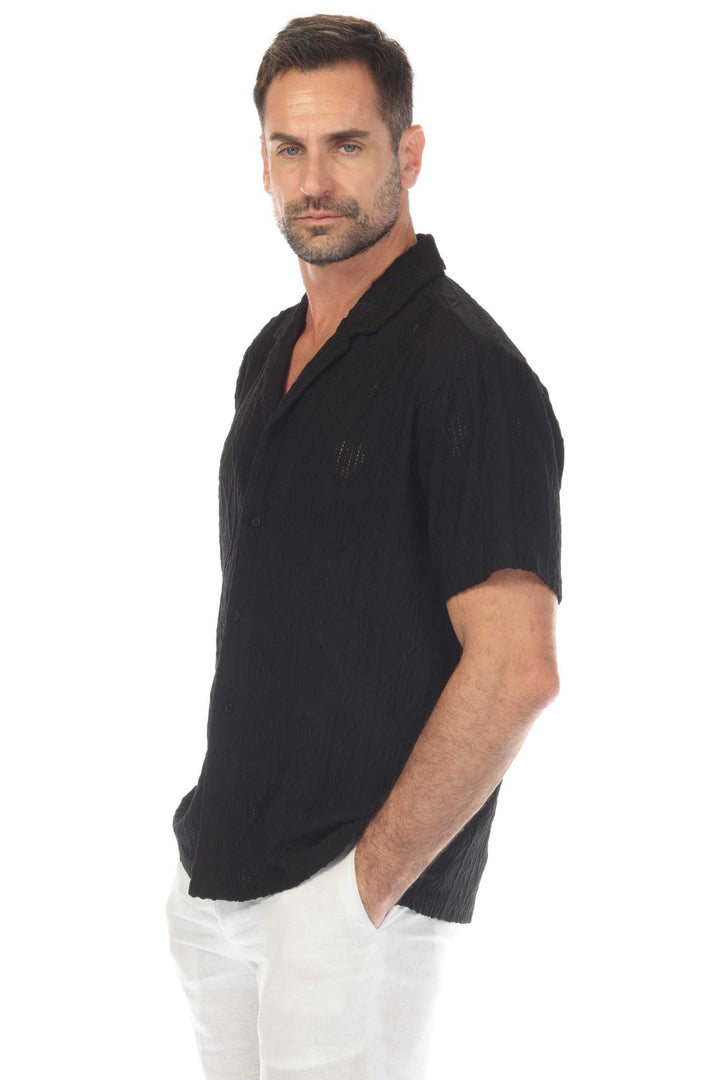 Men's Diamond Textured Button Down Knit Shirt - Especially Yours