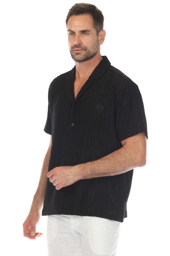 Men's Diamond Textured Button Down Knit Shirt - Especially Yours