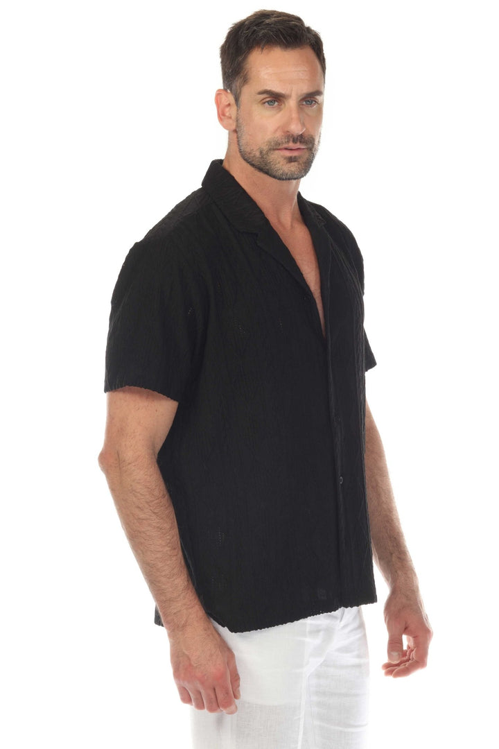 Men's Diamond Textured Button Down Knit Shirt - Especially Yours