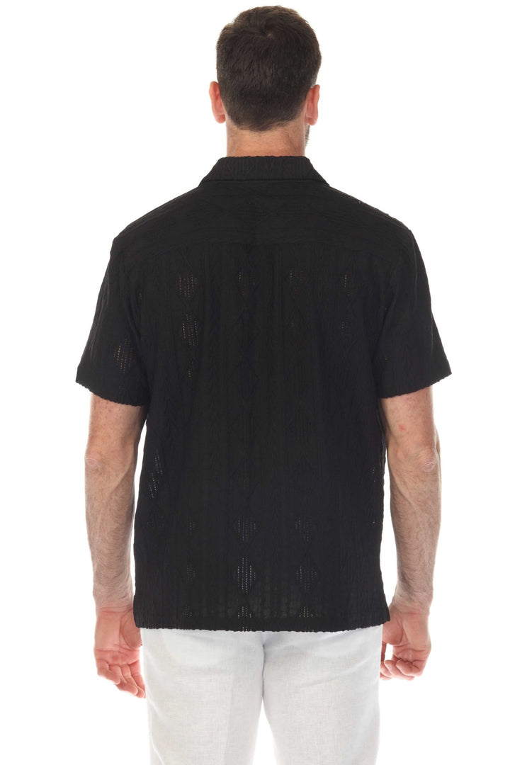 Men's Diamond Textured Button Down Knit Shirt - Especially Yours