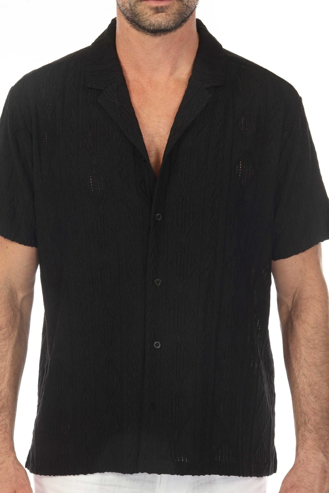 Men's Diamond Textured Button Down Knit Shirt - Especially Yours