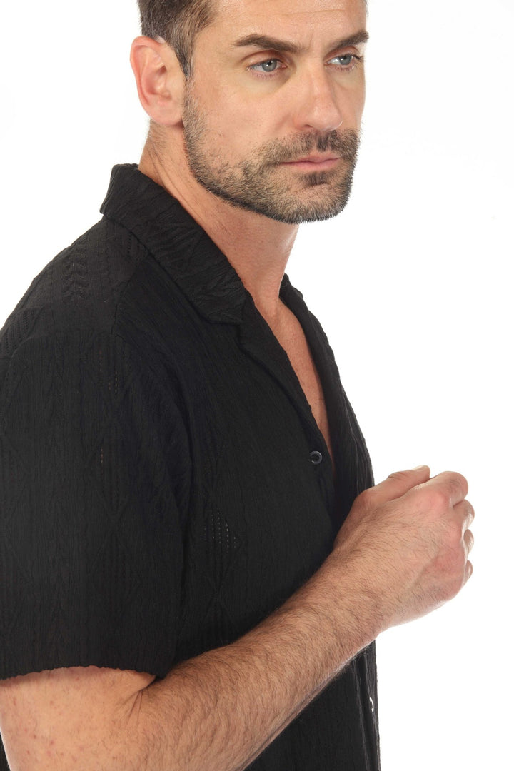 Men's Diamond Textured Button Down Knit Shirt - Especially Yours