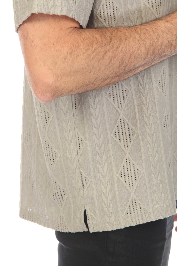 Men's Diamond Textured Button Down Knit Shirt - Especially Yours