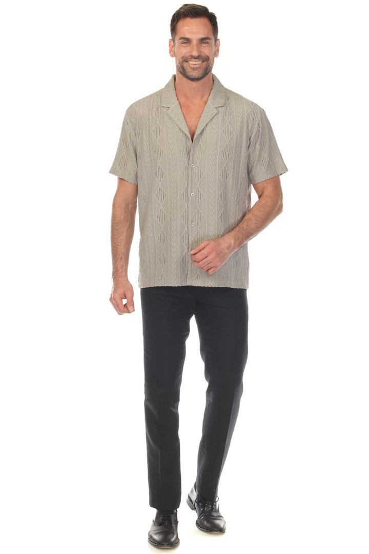 Men's Diamond Textured Button Down Knit Shirt - Especially Yours