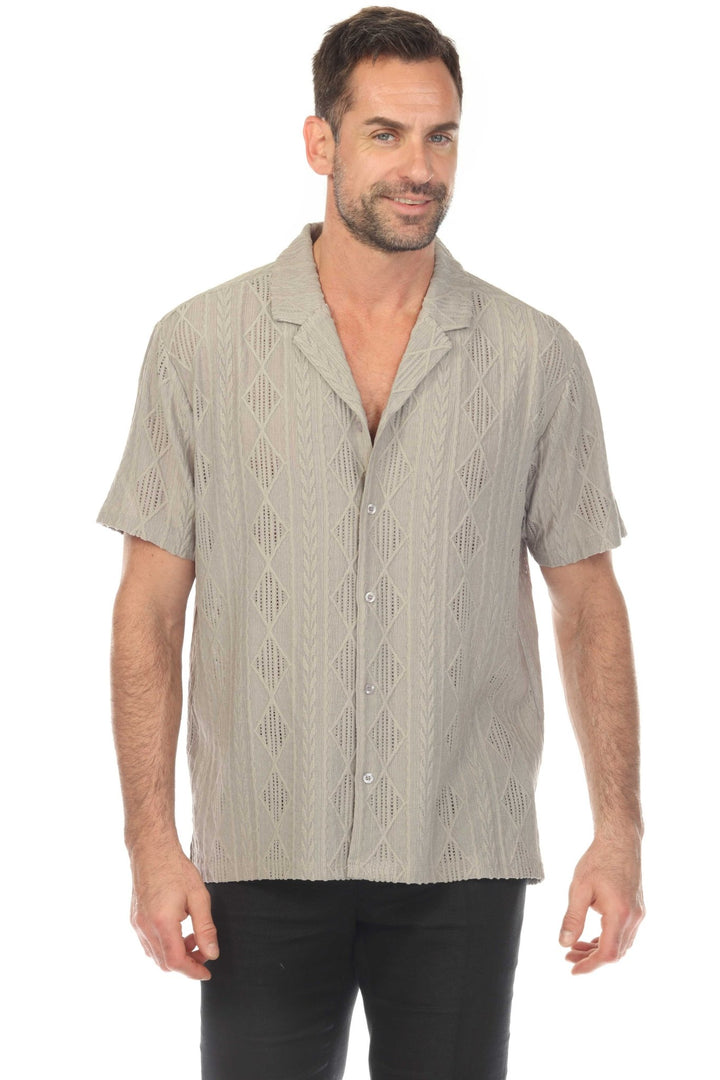 Men's Diamond Textured Button Down Knit Shirt - Especially Yours