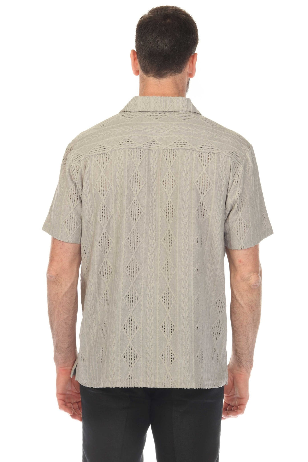 Men's Diamond Textured Button Down Knit Shirt - Especially Yours