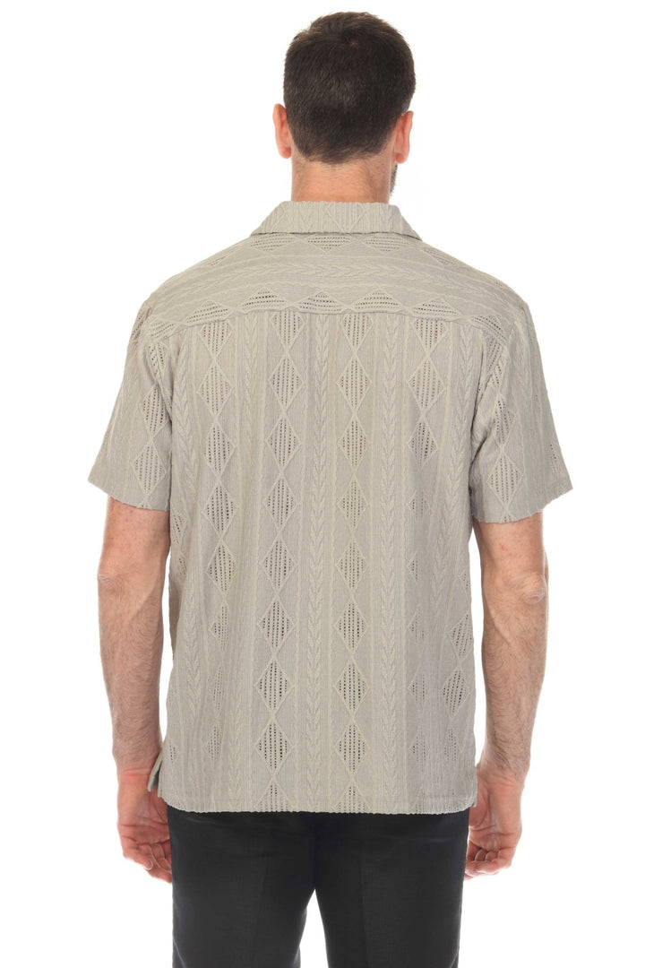 Men's Diamond Textured Button Down Knit Shirt - Especially Yours