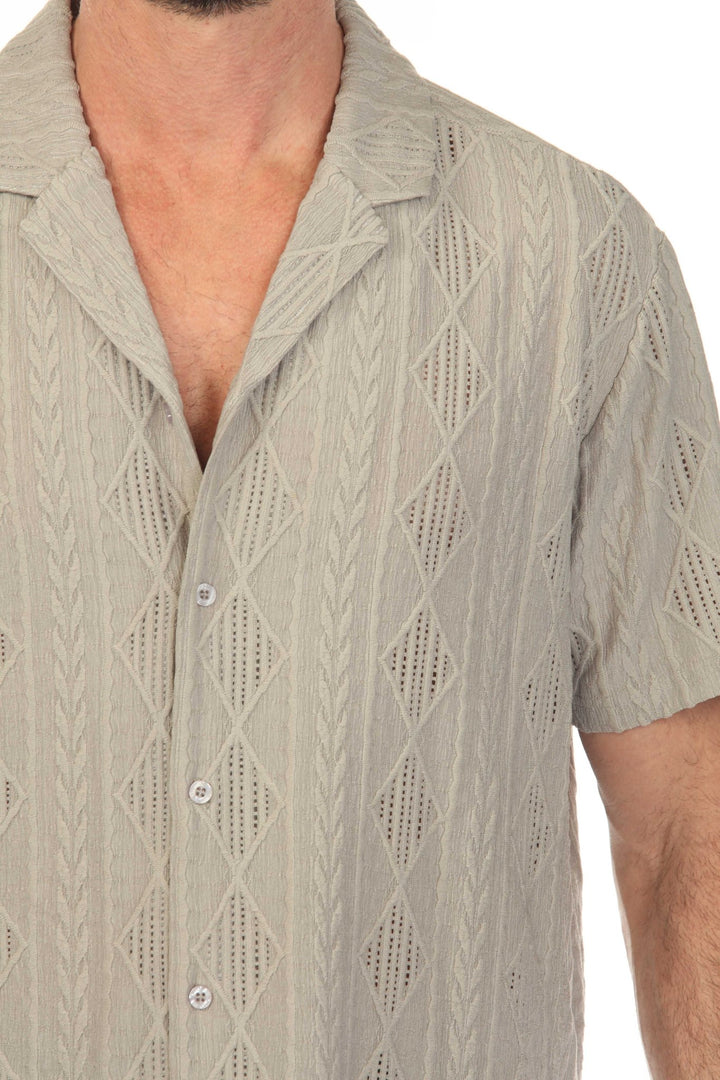 Men's Diamond Textured Button Down Knit Shirt - Especially Yours