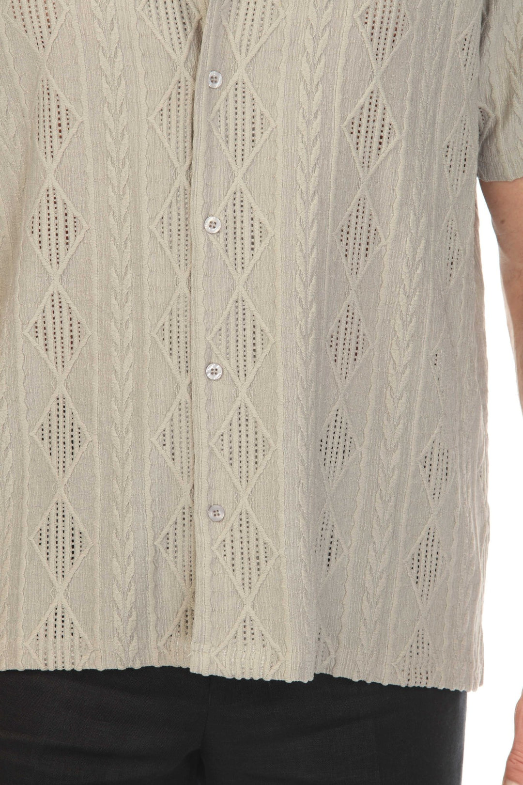 Men's Diamond Textured Button Down Knit Shirt - Especially Yours