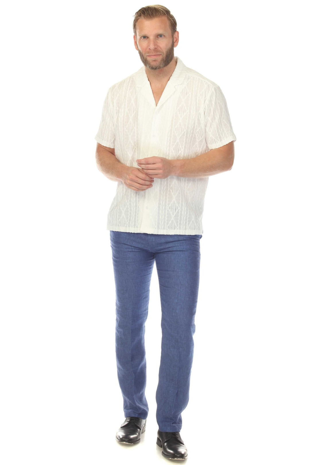 Men's Diamond Textured Button Down Knit Shirt - Especially Yours