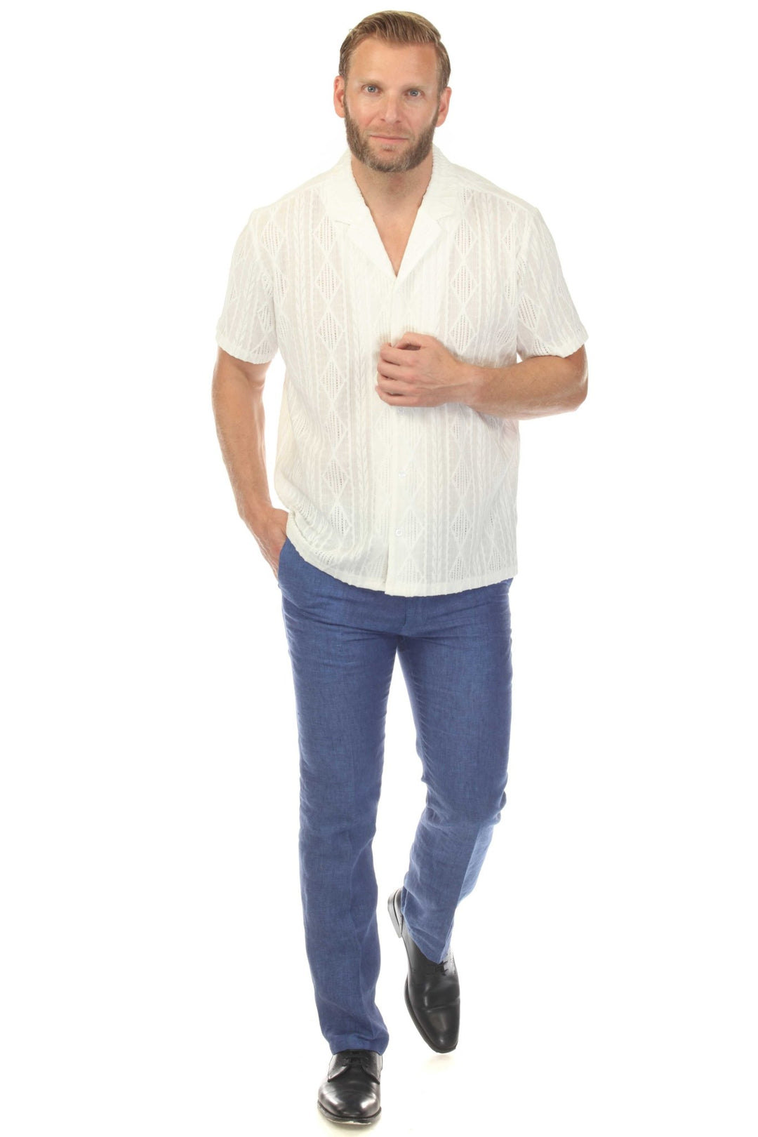 Men's Diamond Textured Button Down Knit Shirt - Especially Yours