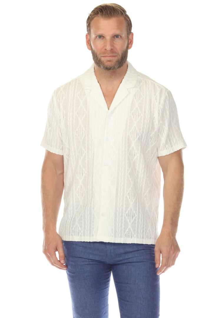 Men's Diamond Textured Button Down Knit Shirt - Especially Yours