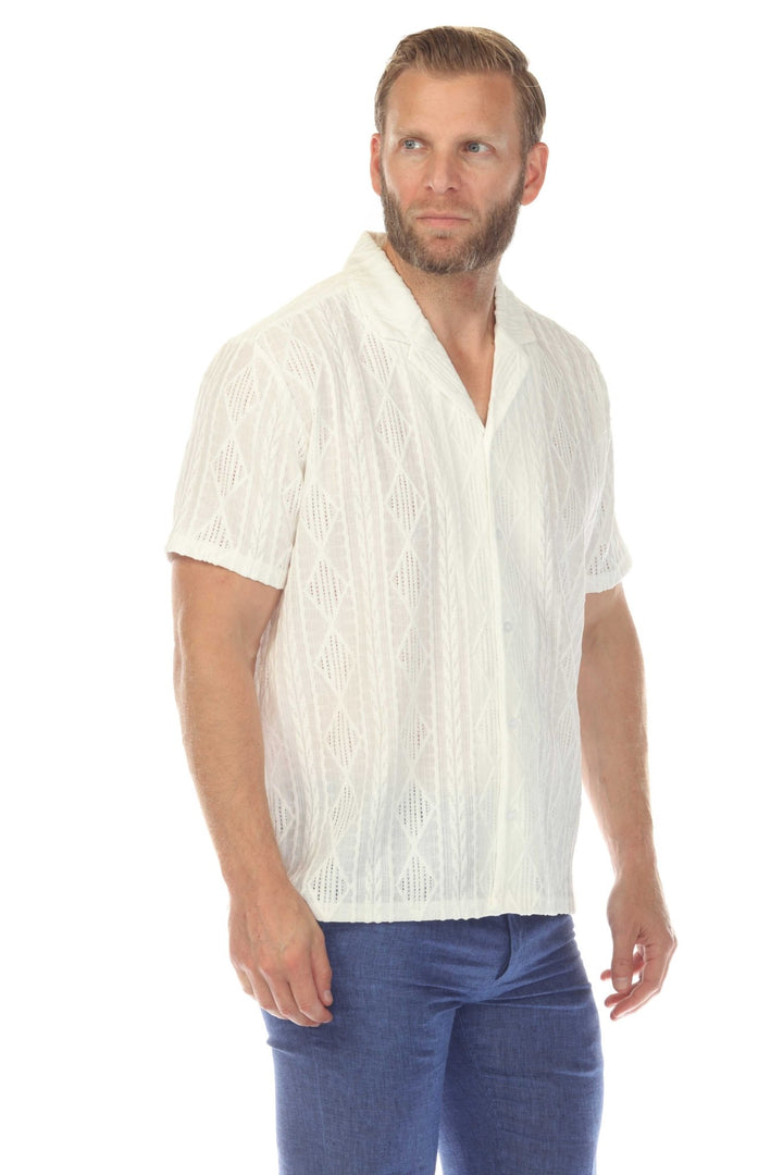 Men's Diamond Textured Button Down Knit Shirt - Especially Yours