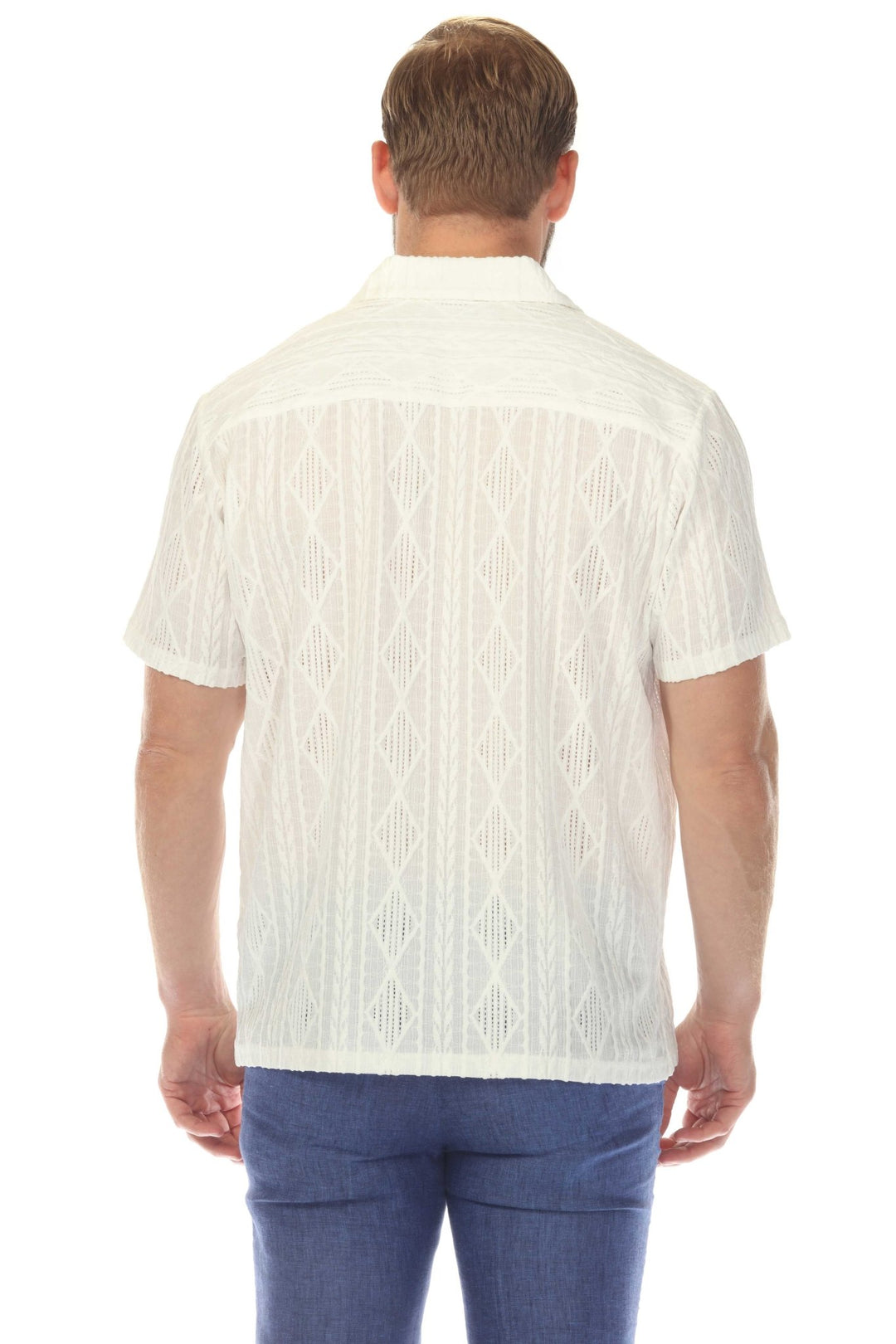 Men's Diamond Textured Button Down Knit Shirt - Especially Yours