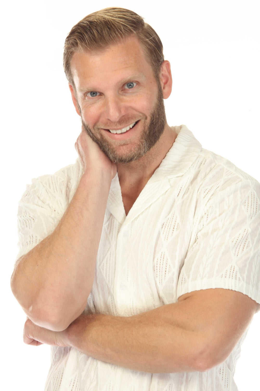 Men's Diamond Textured Button Down Knit Shirt - Especially Yours