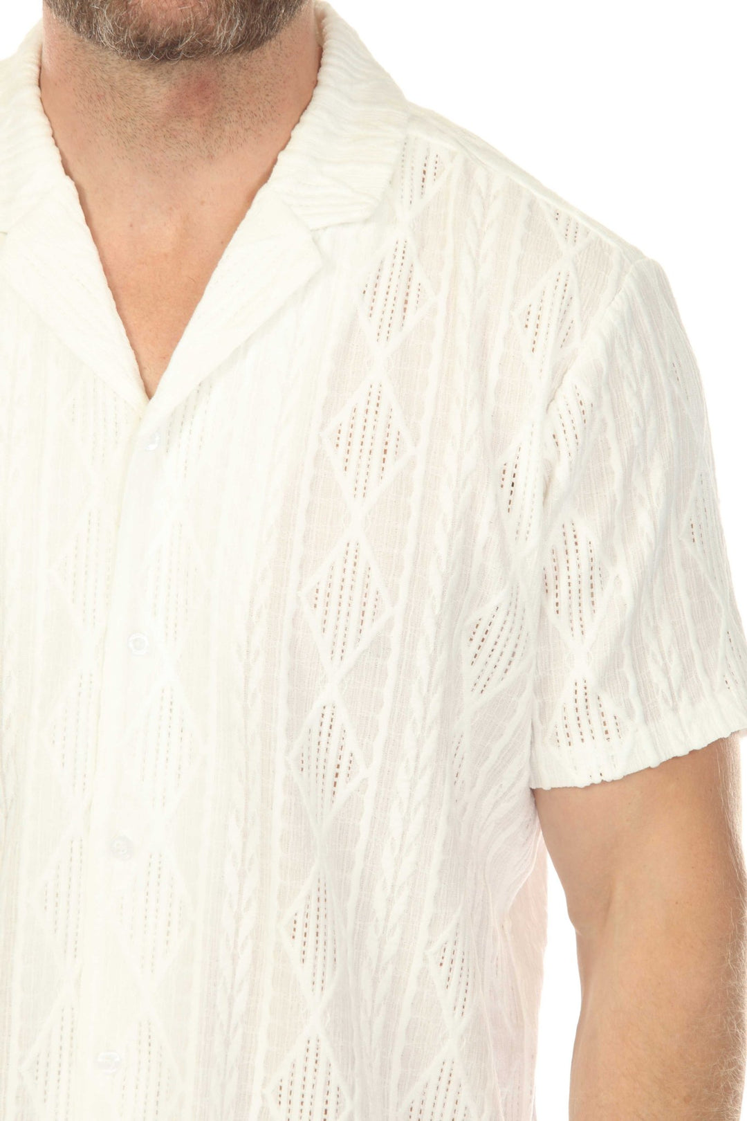 Men's Diamond Textured Button Down Knit Shirt - Especially Yours