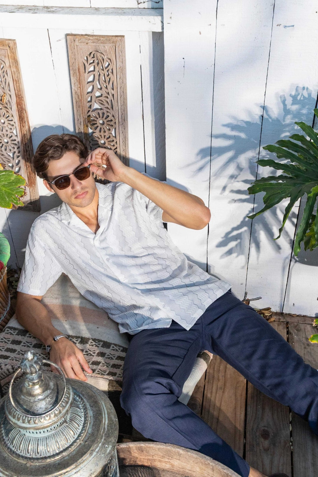 Men's Riviera Textured Button Down Knit Shirt - Especially Yours