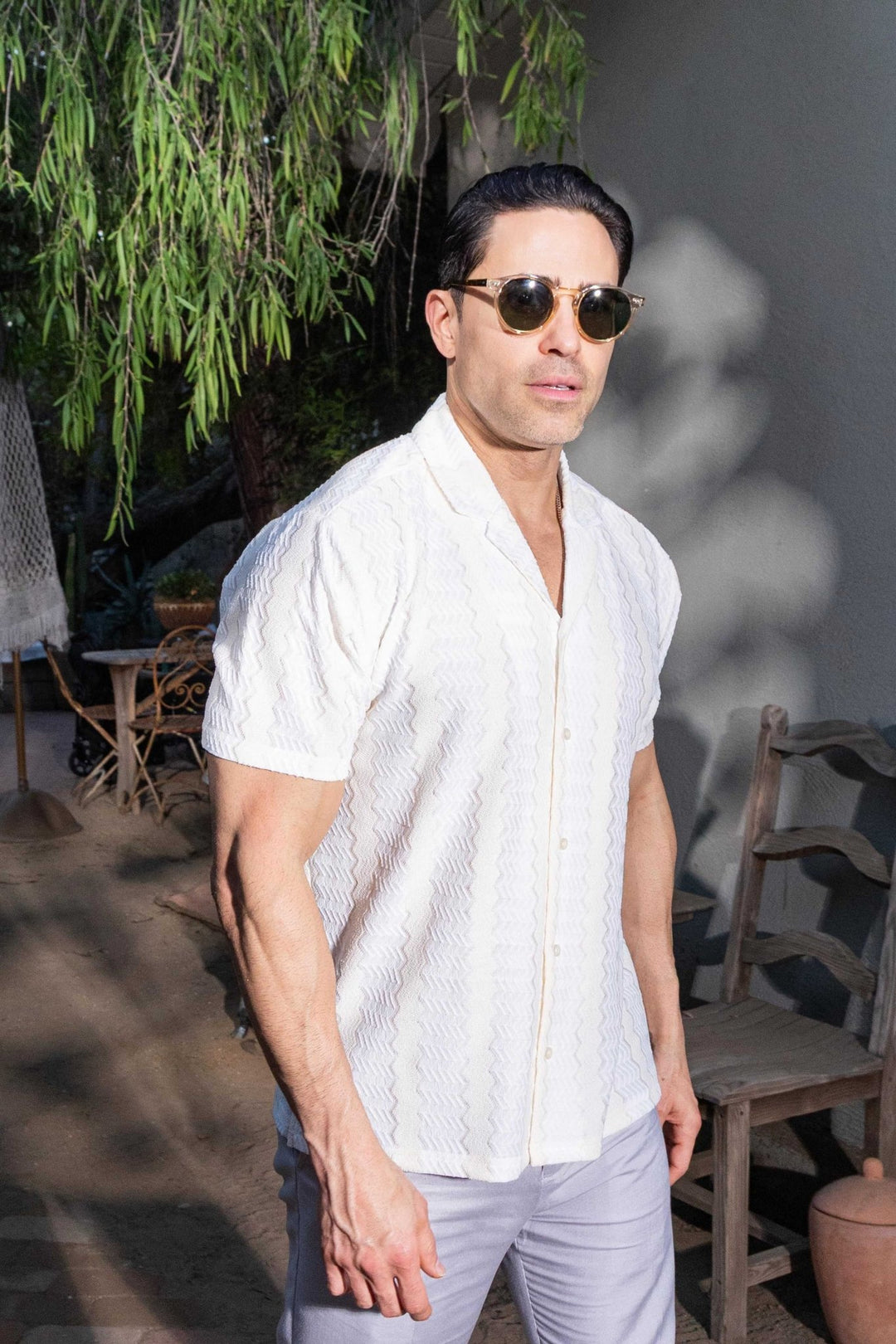 Men's Riviera Textured Button Down Knit Shirt - Especially Yours