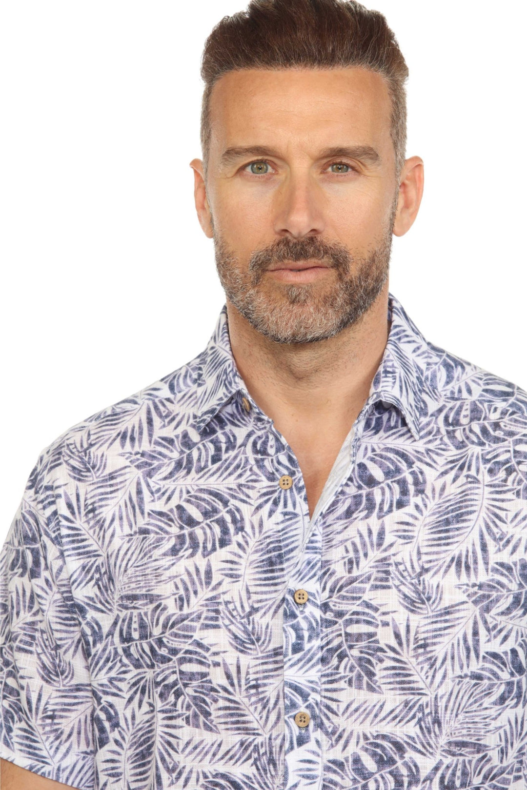 Men's Resort Style Casual Linen Blend Leafy Print Shirt - Especially Yours