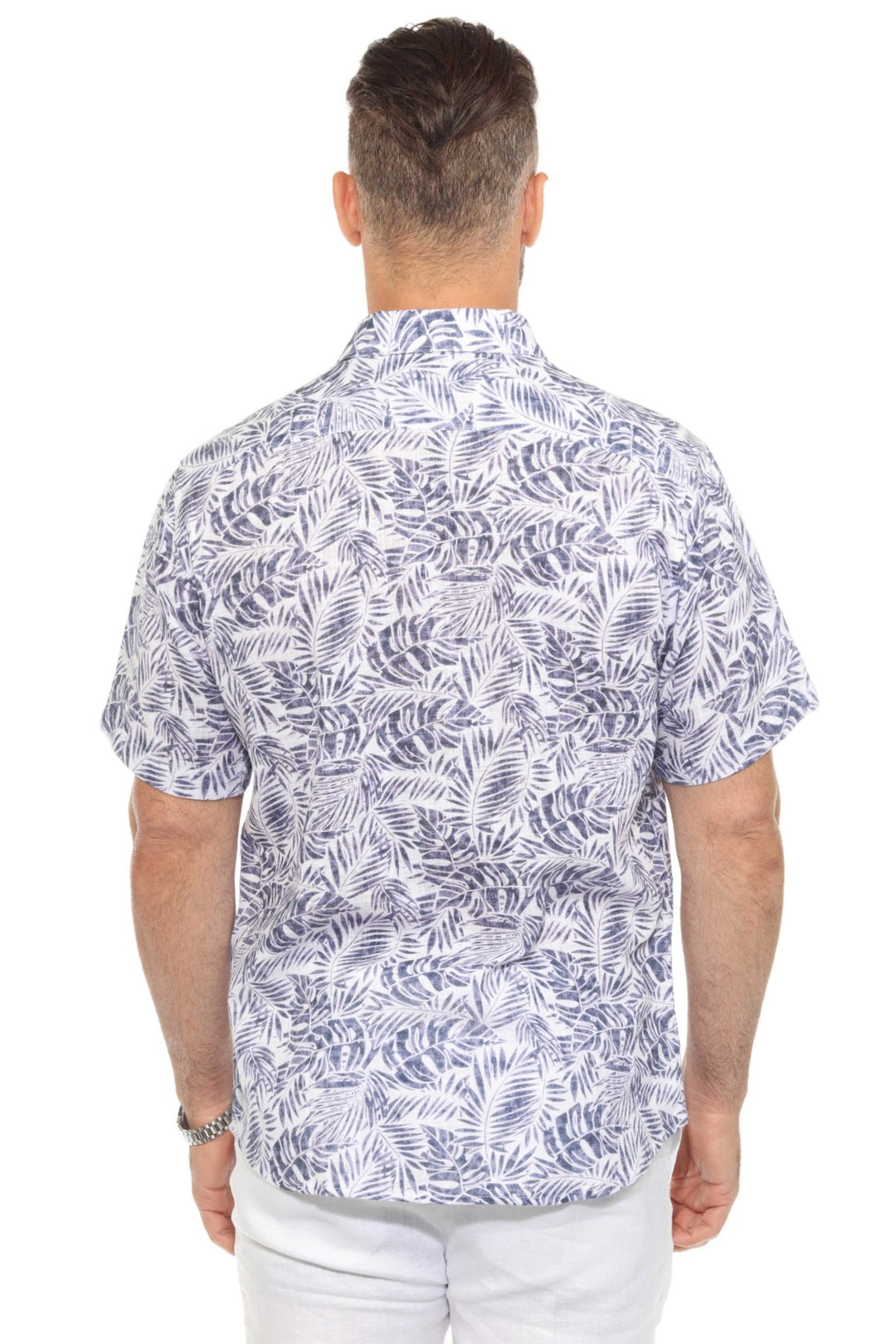 Men's Resort Style Casual Linen Blend Leafy Print Shirt - Especially Yours