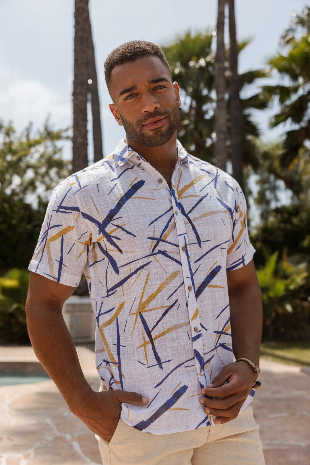 Men's Resort Style Casual Linen Blend Colorful Print Shirt - Especially Yours