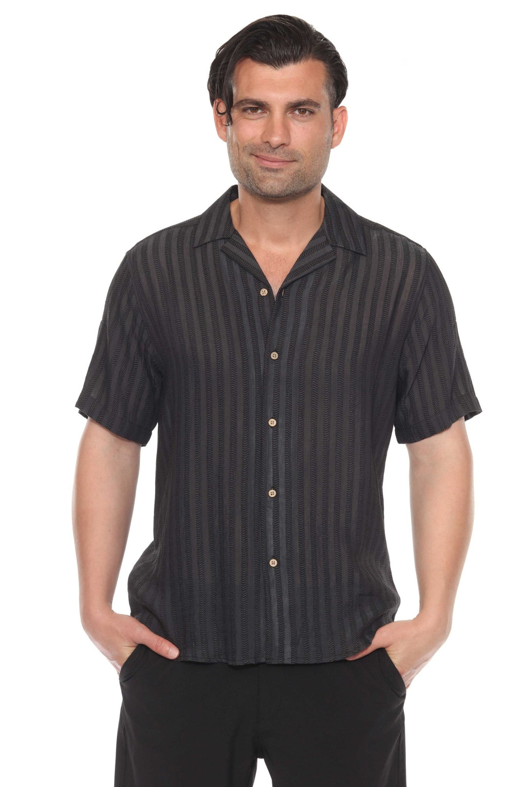 Men's Resort Style Casual Striped Lightweight Rayon Blend Shirt - Especially Yours