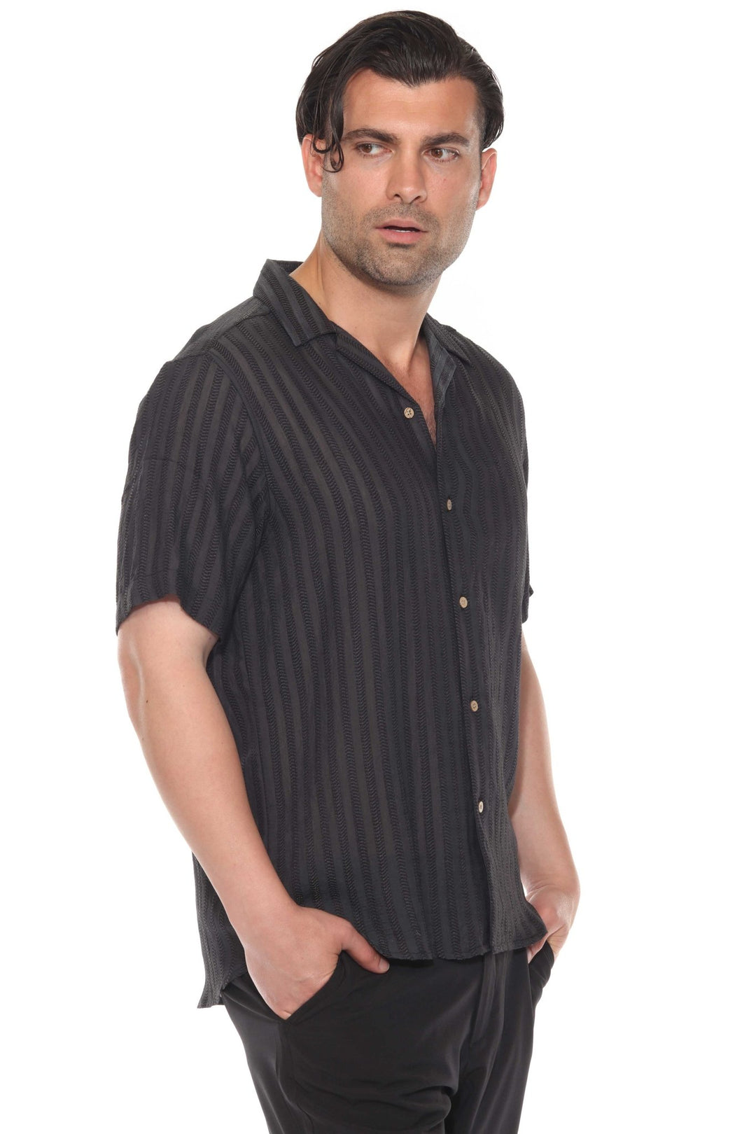 Men's Resort Style Casual Striped Lightweight Rayon Blend Shirt - Especially Yours