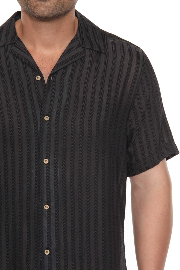 Men's Resort Style Casual Striped Lightweight Rayon Blend Shirt - Especially Yours